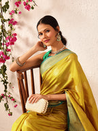 Hiral Fashion Yellow Kanjeevaram Silk Woven Design Saree | Grocsy