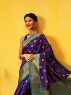Hiral Fashion Blue Kanjeevaram Silk Woven Design Saree | Grocsy