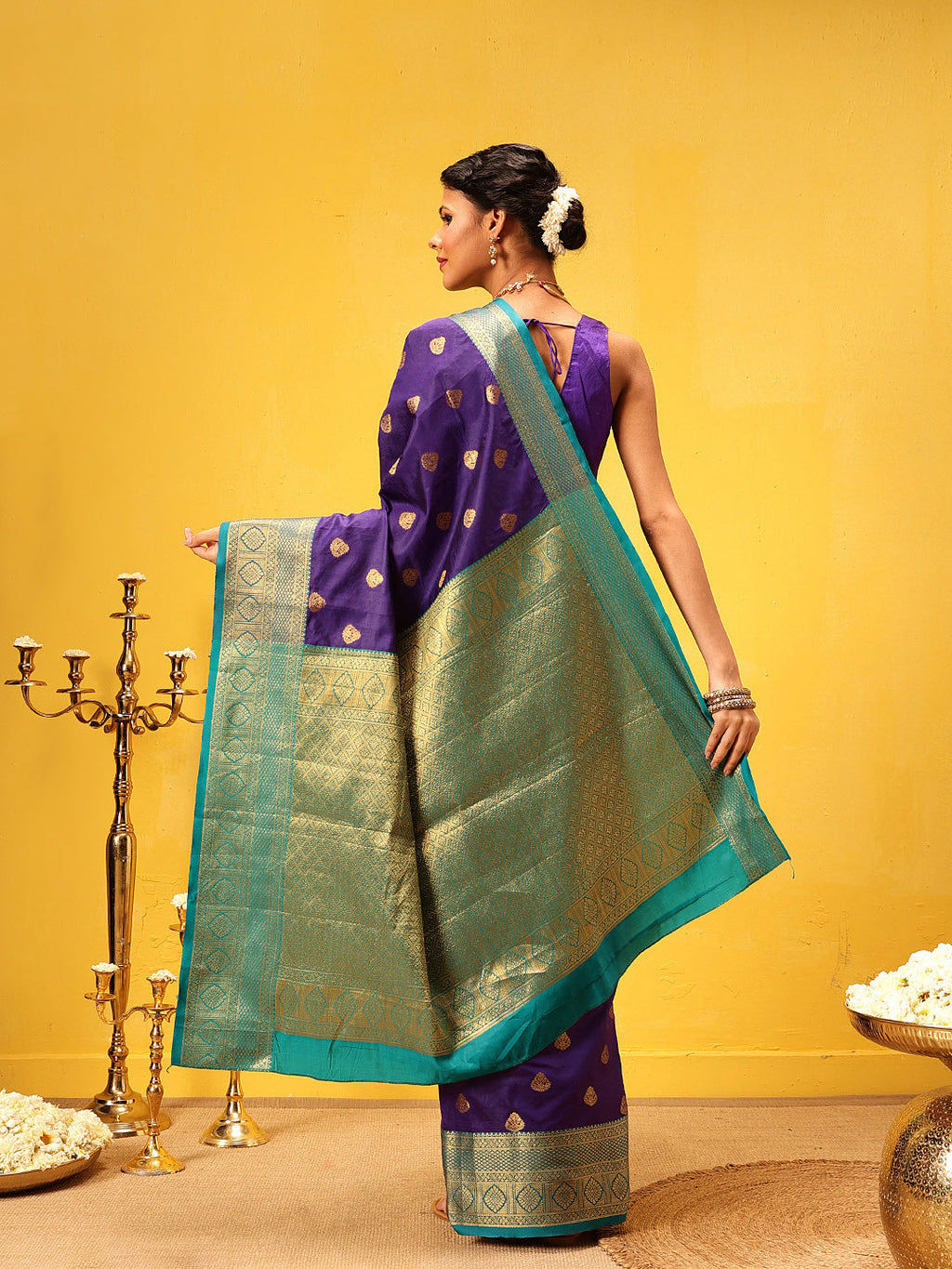 Hiral Fashion Blue Kanjeevaram Silk Woven Design Saree | Grocsy
