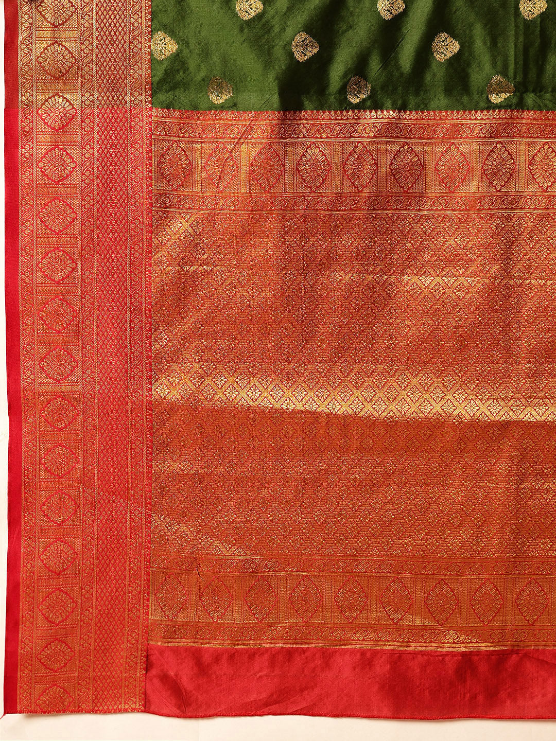 Hiral Fashion Green Kanjeevaram Silk Woven Design Saree | Grocsy