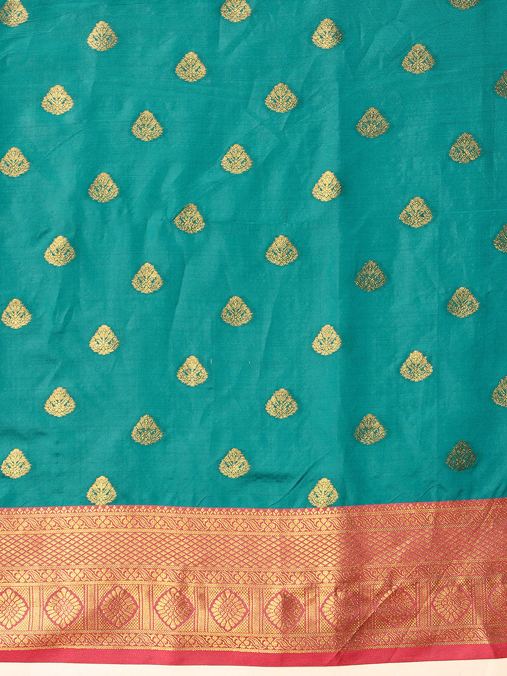 Hiral Fashion Teal Kanjeevaram Silk Woven Design Saree | Grocsy