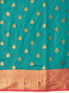 Hiral Fashion Teal Kanjeevaram Silk Woven Design Saree | Grocsy