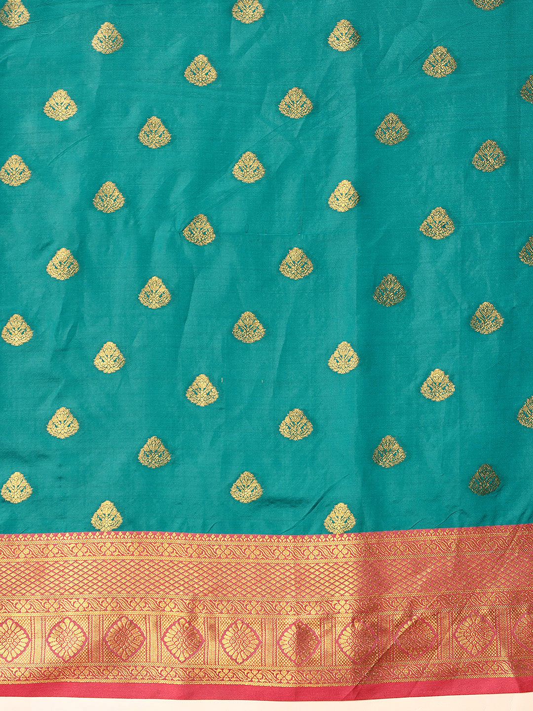 Hiral Fashion Teal Kanjeevaram Silk Woven Design Saree | Grocsy
