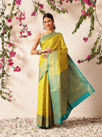 Hiral Fashion Yellow Kanjeevaram Silk Woven Design Saree | Grocsy