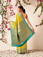 Hiral Fashion Yellow Kanjeevaram Silk Woven Design Saree | Grocsy