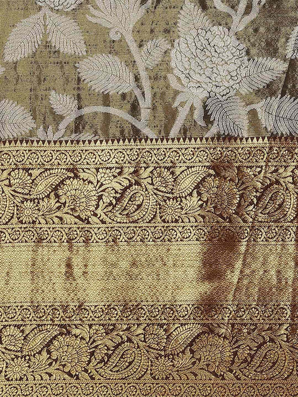 Black Pure Silk Embellished Floral Saree with Unstitched Blouse - Hiral Fashion | Grocsy