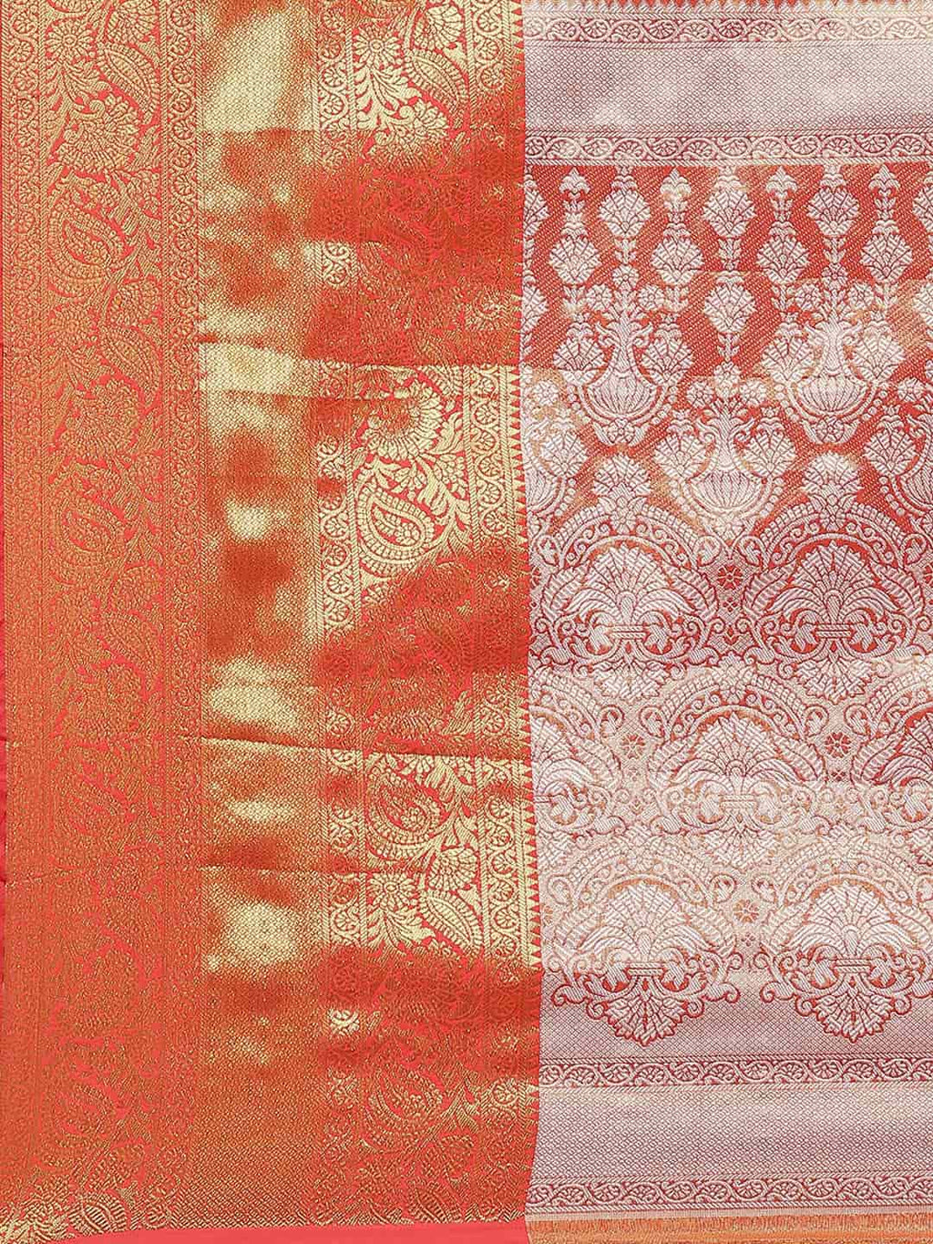 Hiral Fashion Green Banarasi Tissue Silk Floral Zari Woven Saree | Grocsy