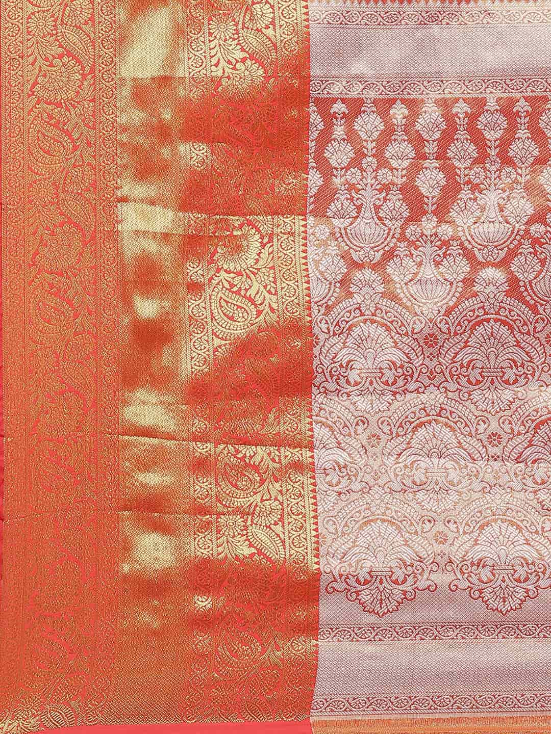 Hiral Fashion Green Banarasi Tissue Silk Floral Zari Woven Saree | Grocsy