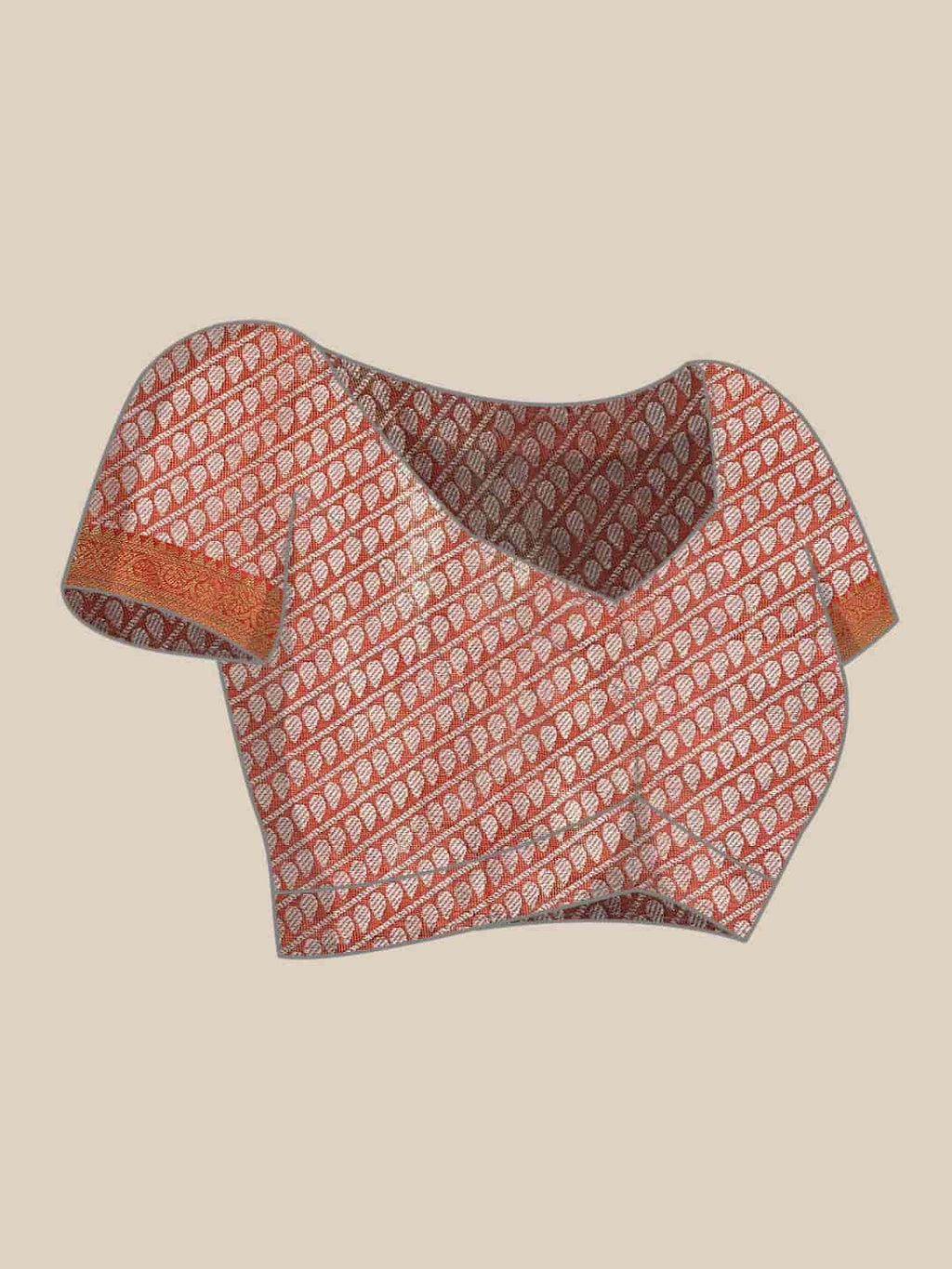 Hiral Fashion Orange Banarasi Tissue Silk Floral Zari Woven Saree | Grocsy