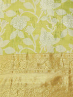 Hiral Fashion Green Banarasi Tissue Silk Floral Zari Woven Saree | Grocsy
