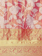 Hiral Fashion Pink Banarasi Tissue Silk Floral Zari Woven Saree | Grocsy