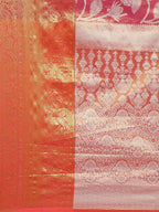 Hiral Fashion Pink Banarasi Tissue Silk Floral Zari Woven Saree | Grocsy