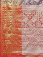 Hiral Fashion Purple Banarasi Tissue Silk Floral Zari Woven Saree | Grocsy