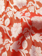 Orange Tissue Silk Woven Zari Design Floral Saree with Unstitched Blouse - Hiral Fashion | Grocsy