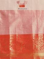 Orange Tissue Silk Woven Zari Design Floral Saree with Unstitched Blouse - Hiral Fashion | Grocsy