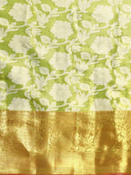 Green Tissue Silk Woven Zari Design Floral Saree with Unstitched Blouse - Hiral Fashion | Grocsy