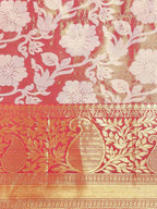 Pink Tissue Silk Woven Zari Design Floral Saree with Unstitched Blouse - Hiral Fashion | Grocsy