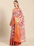 Pink Tissue Silk Woven Zari Design Floral Saree with Unstitched Blouse - Hiral Fashion | Grocsy