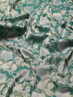Turquoise Tissue Silk Woven Zari Design Floral Saree with Unstitched Blouse - Hiral Fashion | Grocsy