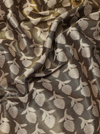Black Brocade Woven Zari Design Floral Saree with Unstitched Blouse - Hiral Fashion | Grocsy
