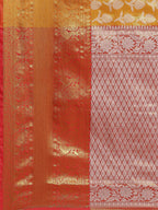 Mustard Brocade Woven Zari Design Floral Saree with Unstitched Blouse - Hiral Fashion | Grocsy