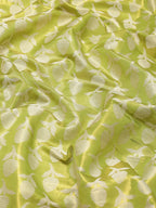 Green Brocade Woven Zari Design Floral Saree with Unstitched Blouse - Hiral Fashion | Grocsy