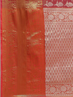 Pink Brocade Woven Zari Design Floral Saree with Unstitched Blouse - Hiral Fashion | Grocsy