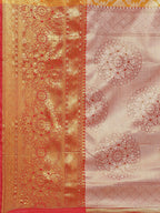 Mustard Brocade Woven Zari Design Floral Saree with Unstitched Blouse - Hiral Fashion | Grocsy