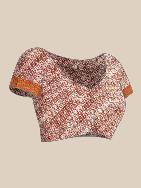 Pink Brocade Woven Zari Design Floral Saree with Unstitched Blouse - Hiral Fashion | Grocsy