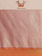 Pink Brocade Woven Zari Design Floral Saree with Unstitched Blouse - Hiral Fashion | Grocsy