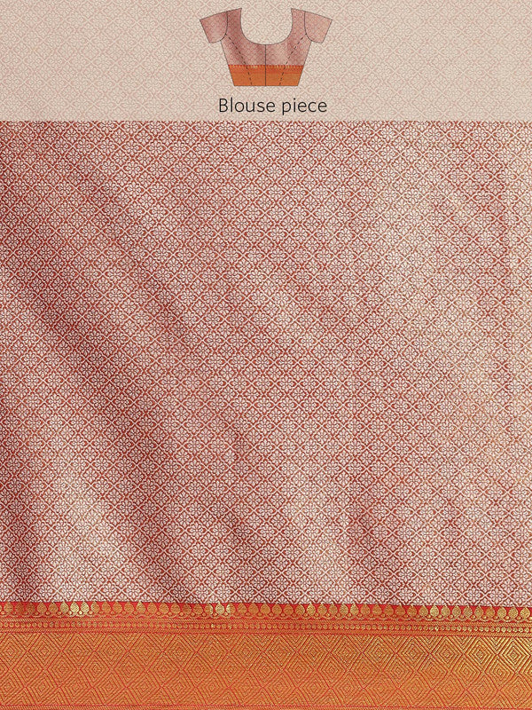 Pink Brocade Woven Zari Design Floral Saree with Unstitched Blouse - Hiral Fashion | Grocsy