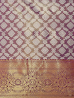 Purple Brocade Woven Zari Design Floral Saree with Unstitched Blouse - Hiral Fashion | Grocsy