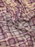 Purple Brocade Woven Zari Design Floral Saree with Unstitched Blouse - Hiral Fashion | Grocsy