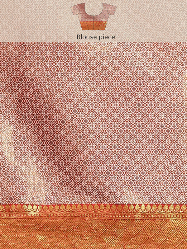 Purple Brocade Woven Zari Design Floral Saree with Unstitched Blouse - Hiral Fashion | Grocsy