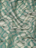 Turquoise Brocade Woven Zari Design Floral Saree with Unstitched Blouse - Hiral Fashion | Grocsy