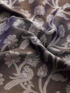 Navy Blue Brocade Woven Zari Design Floral Saree with Unstitched Blouse - Hiral Fashion | Grocsy