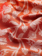 Red Brocade Woven Zari Design Floral Saree with Unstitched Blouse - Hiral Fashion | Grocsy