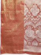 Green Silk Blend Woven Zari Design Striped Saree with Unstitched Blouse - Hiral Fashion | Grocsy