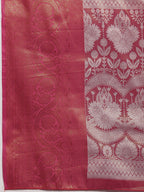 Pink Silk Blend Woven Zari Design Striped Saree with Unstitched Blouse - Hiral Fashion | Grocsy
