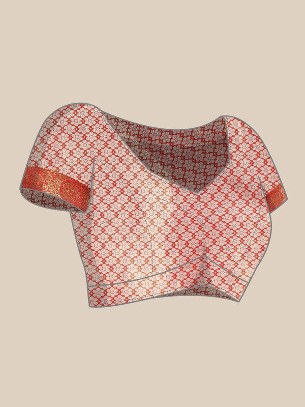 Pink Silk Blend Woven Zari Design Striped Saree with Unstitched Blouse - Hiral Fashion | Grocsy
