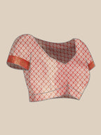 Pink Silk Blend Woven Zari Design Striped Saree with Unstitched Blouse - Hiral Fashion | Grocsy