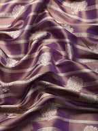 Purple Silk Blend Woven Zari Design Striped Saree with Unstitched Blouse - Hiral Fashion | Grocsy