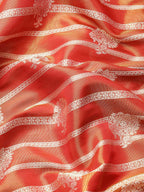 Red Silk Blend Woven Zari Design Striped Saree with Unstitched Blouse - Hiral Fashion | Grocsy