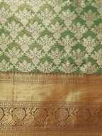 Green Art Silk Woven Zari Design Floral Saree with Unstitched Blouse - Hiral Fashion | Grocsy