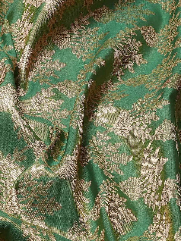 Green Art Silk Woven Zari Design Floral Saree with Unstitched Blouse - Hiral Fashion | Grocsy