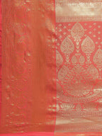 Pink Art Silk Woven Zari Design Floral Saree with Unstitched Blouse - Hiral Fashion | Grocsy