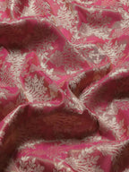 Pink Art Silk Woven Zari Design Floral Saree with Unstitched Blouse - Hiral Fashion | Grocsy