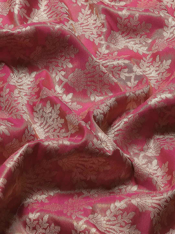 Pink Art Silk Woven Zari Design Floral Saree with Unstitched Blouse - Hiral Fashion | Grocsy