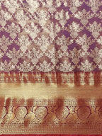Purple Art Silk Woven Zari Design Floral Saree with Unstitched Blouse - Hiral Fashion | Grocsy