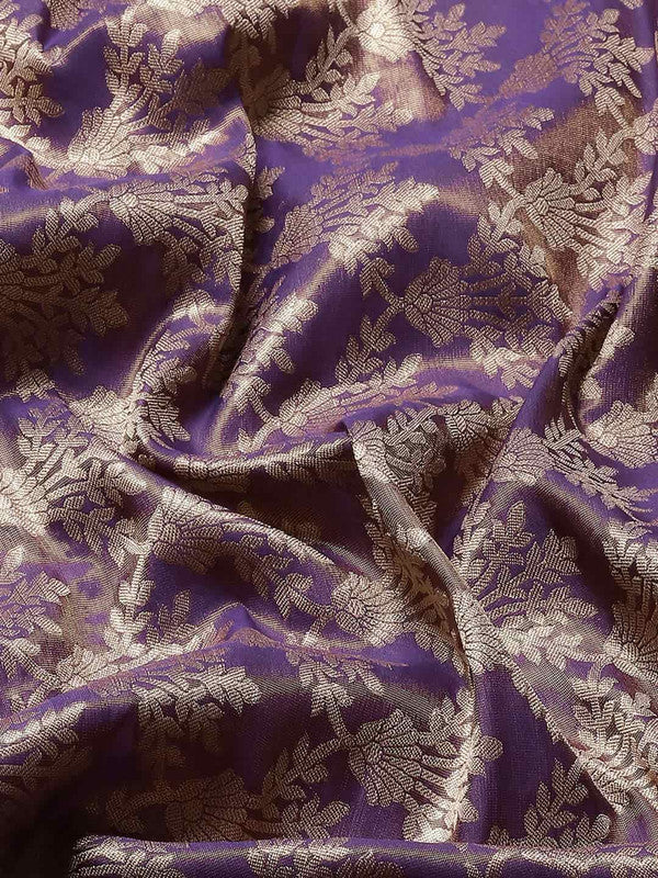 Purple Art Silk Woven Zari Design Floral Saree with Unstitched Blouse - Hiral Fashion | Grocsy